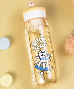 YAMAMA BPA-Free Colorful Bear Printed Water Bottle With Fruit Infuser Blue - 600 ml