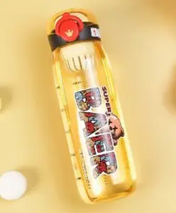 YAMAMA Cute & Colorful Bear Printed Water Bottle with Fruit Infuser BPA Free Yellow - 600 ml