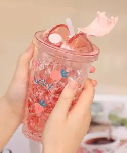 Yamama Beautiful Design Double Wall Heavy Sipper Water Bottle Bpa Free Drinking Bottle Pink - 450 ml