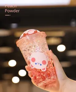 Yamama Cute Design Double Wall Heavy Sipper Water Bottle Bpa Free Drinking Bottle Peach - 450 ml