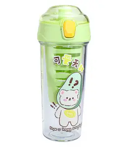 YAMAMA Cute Unique Design Double Wall Heavy Sipper Water Bottle BPA Free Green 520 ml