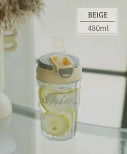 Yamama All Beverages Stylish Tumbler Bpa Free Drinking Bottle Beige - 480 ml