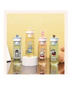 YAMAMA Cute & Colorful Bear Printed Water Bottle with Fruit Infuser BPA Free Colour May Vary - 600 ml