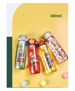 YAMAMA Cute & Colorful Bear Printed Water Bottle with Fruit Infuser BPA Free Colour May Vary - 600 ml