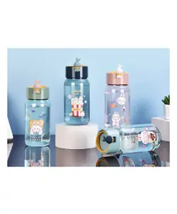 YAMAMA Cute Bunny Printed Water Bottle Anti Leak Spill Proof Bottle - 470 ml