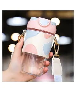 SANJARY Sipper Bottle With Leather Like Cover 500ml Pack of 1 Pink