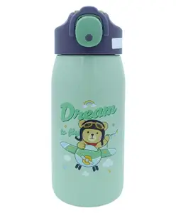 Sanjary Insulated Water Bottle with Straw Green - 530 ml (Color May Vary)