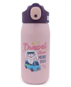 Sanjary Insulated Water Bottle with Straw Pink - 530 ml (Color May Vary)