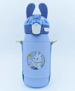 Sanjary Insulated Water Bottle with Leather Cover and Strap Blue - 530 ml (Colour May Vary)