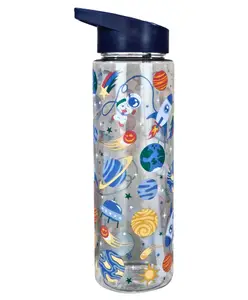 Smily Kiddos SmilyKiddos Sipper Water Bottle With Flip Top Nozzle Space Theme Black - 750 ml