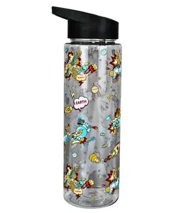 Smily Kiddos SmilyKiddos Sipper Water Bottle With Flip Top Nozzle Space Rocket Theme Black - 750 ml