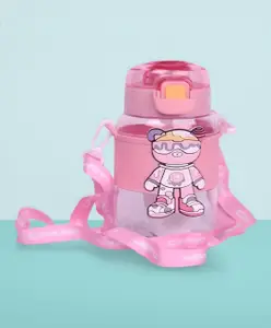 Mihar Essentials Silicone Printed Straw Sipper Pink - 480 ml