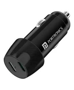 Portronics POR-1749 40W Car Power 14 Fast Car Charger with Dual Type-C Output PD Power Delivery 40 Watts Total Adapter Compatible with Most Cars and Cellular Phones-Black