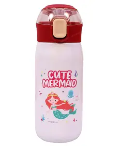 SPANKER Toyshine , Cute Mermaid Insulated Hot n Cold Water Bottle for Kids Steel Flask Metal Thermos, Spill Proof Cap Closure, BPA Free for School Home, Silicon Gripper Children's Drinkware, 500 ml, White