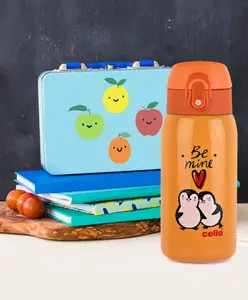Cello Junior Hot & Cold Stainless Steel Kids Water Bottle Orange- 375 ml