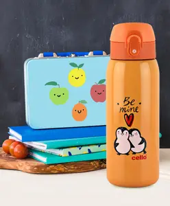 Cello Junior Hot & Cold Stainless Steel Kids Water Bottle Orange- 475 ml