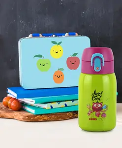 Cello Junior Hot & Cold Stainless Steel Kids Water Bottle Green- 275 ml (Color & Print May Vary)