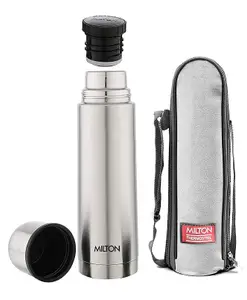 Milton Vacuum Flasks Thermosteel With Plain Lid Steel Plain Silver - 1000 ml