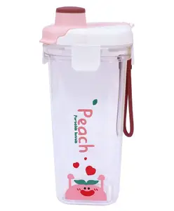 Spanker Tritan Cup Water Bottle Tumbler Spill Proof Lid Straw Bpa Free for Kids School and Office Soft Handle Grip Drinkware Pink -500 Ml