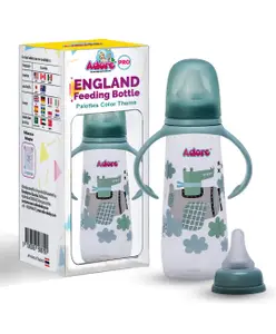 Adore Advanced England Narrow Neck Feeding Bottle With Handle & Premium Matte Designed Anti-Colic Teat- 250 ml