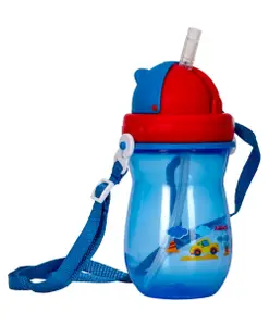 Adore Pro Idaho Straw Sipper with Retractable Hood & Adjustable Shoulder Strap Blue - 300 ml