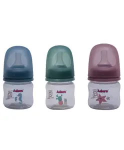 Adore Advanced England Narrow Neck Feeding Bottle with Premium Matte Designed Anti Colic Teat Pack of 3- 60 ml Each