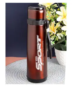 Passion Petals BPA Free Double Walled Vacuum Insulated Stainless Steel Water Bottle Brown - 800 ml