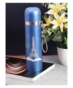 Passion Petals BPA Free Double Walled Vacuum Insulated Stainless Steel Water Bottle Blue - 500 ml