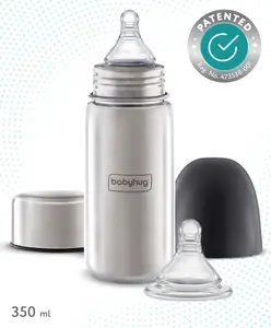 Babyhug Sterilizable Stainless Steel Baby Feeding Bottle 410 ml | BPA Free | Wide Neck | Infants, Newborns & Toddlers | Anti Colic | Leak Resistant |