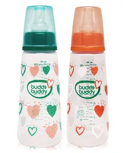 Buddsbuddy Combo of 2 BPA Free Regular Neck Baby Feeding Bottle Multicolor- 250 ml
