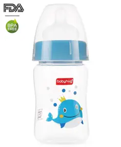 Babyhug Wide Neck Sterilizable Polypropylene Feeding Bottle Blue - 150 ml