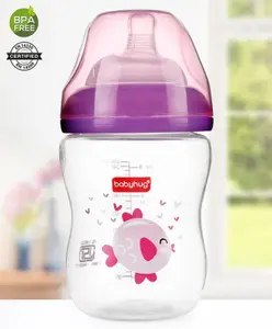 Babyhug Wide Neck Sterilizable Polypropylene Feeding Bottle Pink - 250 ml