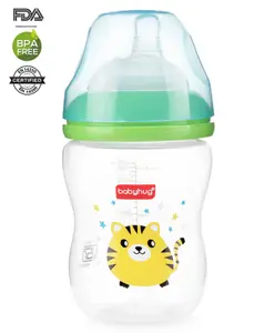 Babyhug Wide Neck Sterilizable Polypropylene Feeding Bottle Green - 250 ml