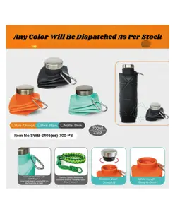 YAMAMA Silicone Bottle Bottle Foldable Expandable Water Bottle for Home, Office, Gym, Trekking, BPA Free Food-Grade Collapsible Leak Proof Portable Travel Water Bottle 700ml (Pack of 1 Color May Vary)