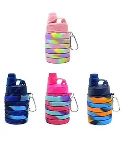 YAMAMA Silicone Sipper Bottle for Kids Expandable Sipper Water Bottle for Gym Girls, Boys, Bottle for Cycling, Trekking, Gym, Picnic 500 ml (Pack of 1 Design And Color May Vary)