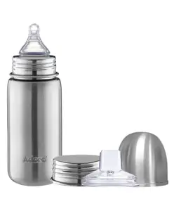 Adore Prime Flow Single Wall 3 Stage Stainless Steel Wide Neck Feeding Bottle -400 ml