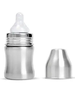 Adore Zion Jr Stainless Steel Wide neck Feeding Bottle with Anti-colic Teat 150 ml