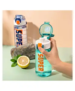 SANJARY Bpa Free Plastic Super Water Bottle With Handle 600 ml for Kids Color Design May Vary