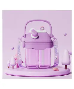 SANJARY Premium Water Bottle 2in1 with Sipper Compartment, Handle & Neck Carry Bottle 900 ml Color Design May Vary