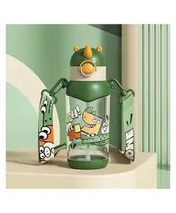 SANJARY Neck Carry Water Bottle 660ml Sipper Cute Cartoon Print Bottle for Kids Color Design May vary