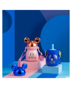 SANJARY Double wall Stainless steel bottle cute design mickey and minni bottle 300ml for kids color design may vary