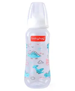 Babyhug Standard Neck Feeding Bottle Pack of 2 - 250 ml Each| Leak-Proof| Anti-colic Silicone Nipple| Microwave and Sterilizer Safe| BPA Free| Measuring Scale| Slow Flow| Easy to Clean & Hygienic