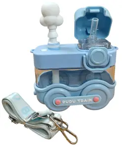 Azhari Dudu Train Sipper Water Bottle With Adjustable Shoulder Strap- 530 ml For kids Pack of 1 Color May Vary