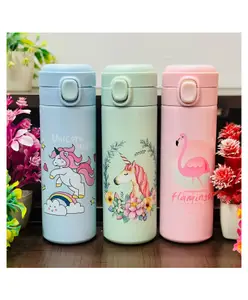 Elecart Unicorn Water Bottle for Girls 420ml Stainless Steel Insulated Kids Bottle | Hot & Cold Thermos | BPA-Free, Leak-Proof, Double Wall | Random Colour & Design