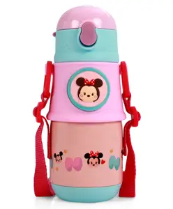 Cello Stainless Steel Water Bottle with Minnie Mouse Design Pink - 350 ml