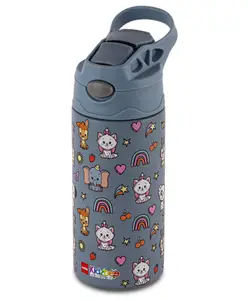Cello Pixel 400 Insulated Water Bottle Classic Stainless Steel with Animal Print Grey - 350 ml