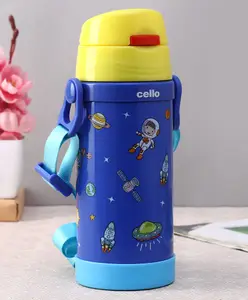 Cello Stainless Steel Water Bottle with Space Print Blue - 350 ml