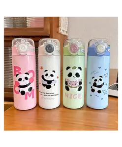 Elecart Stainless Steel Panda Water Bottle | Leak-Proof, BPA-Free, Thermal Insulated Flask for Kids & Adults | Cute Panda Design with Flip-Top Lockable Lid | Hot & Cold Retention 500ml