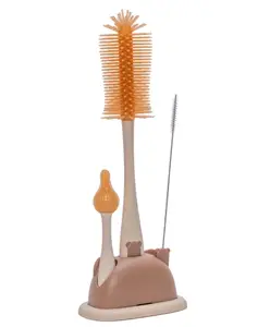 Adore Mama Bear 3 in 1 Silicon Bottle Cleaning Brush Kit- Brown