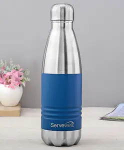 Servewell Indus Pro Vacuum Stainless Bottle Blue & Silver - 500 ml